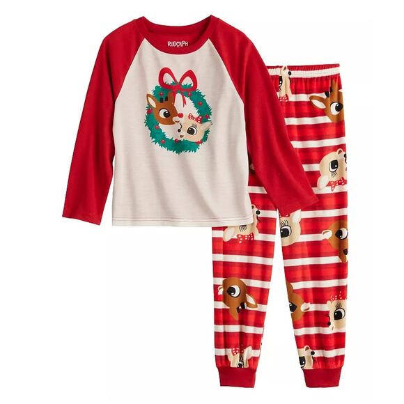 Jammies For Your Families Rudolph Top & Bottom Pajama Set Boys Size 6 New - Picture 1 of 3